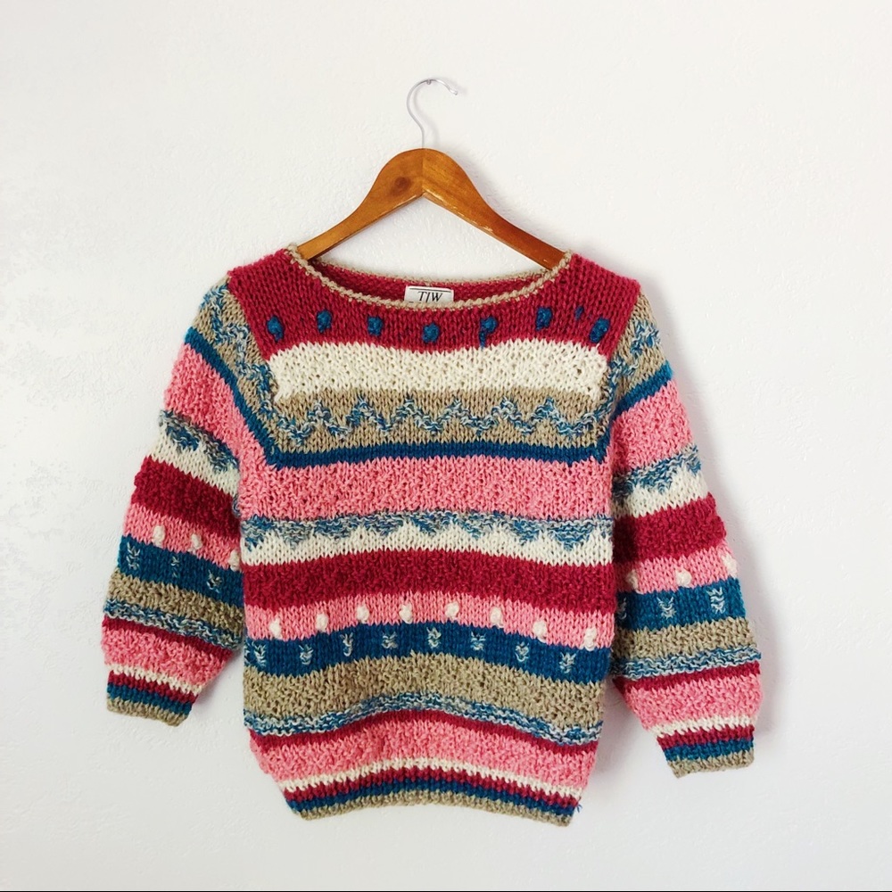 Vintage Colorful Stripe Knit Sweater